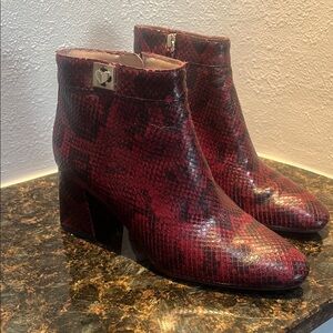 Kate Spade Red Snake Print Ankle Booties